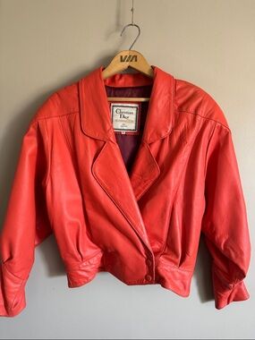 Christian Dior Red Leather, 80s Jacket.